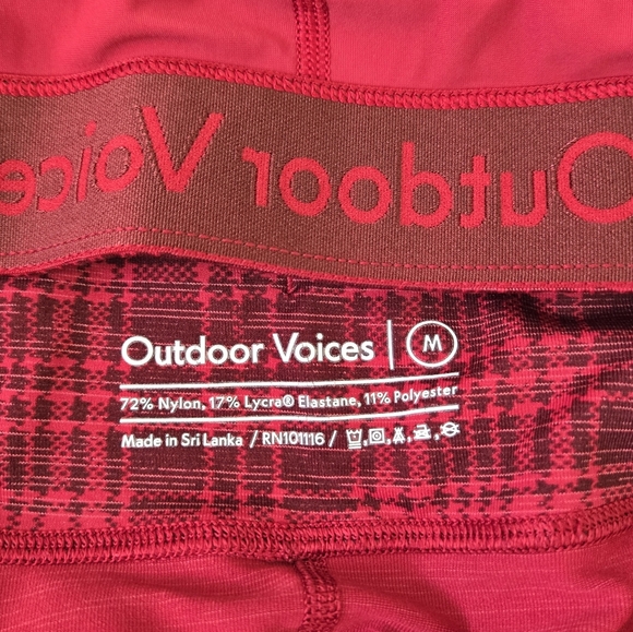 Outdoor Voices Move Free Red Legging Bra Pomegranate Red Plaid Compression Set M - Picture 11 of 17